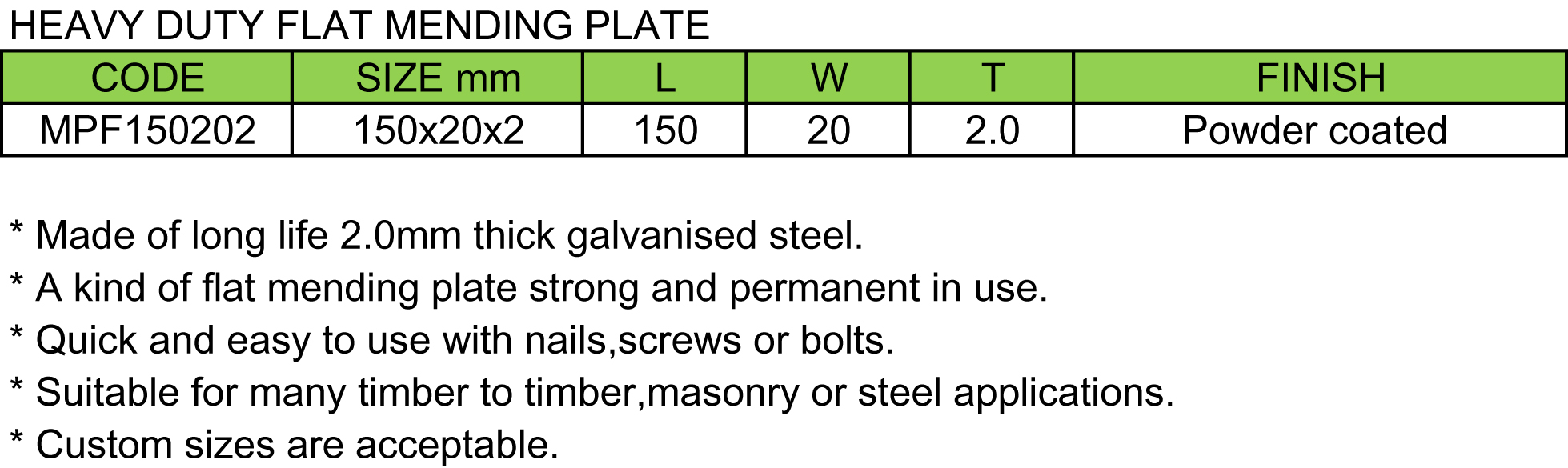 Heavy Duty Flat Mending Plate(图1)