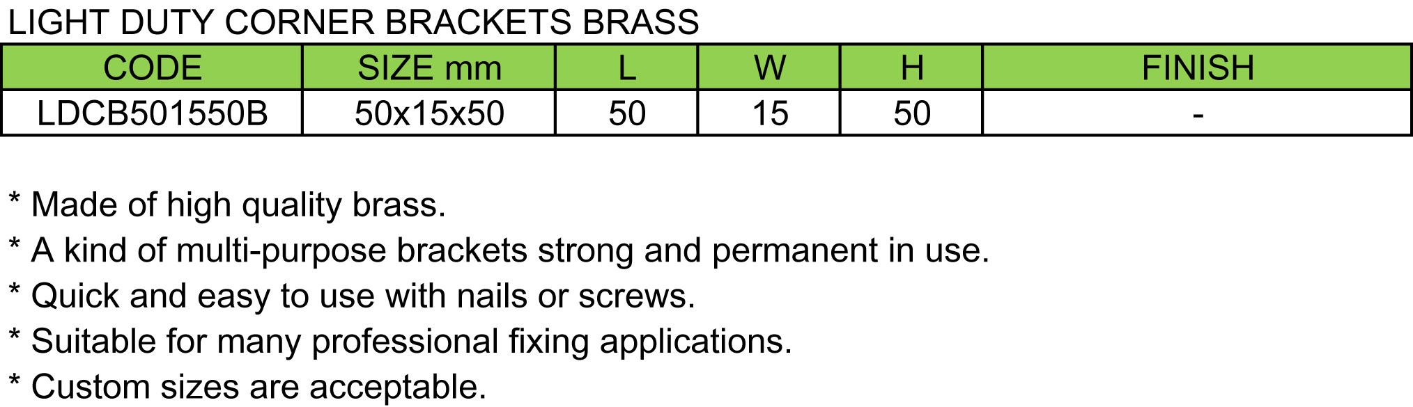 Light Duty Brackets Brass(图1)